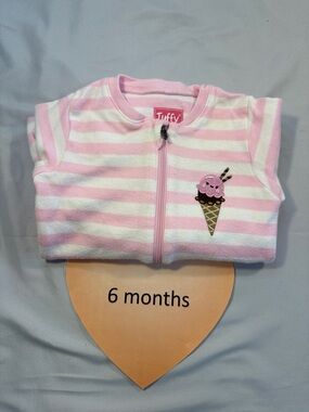 Tuffy footed sleeper with Ice Cream Patch.
